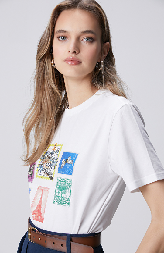 N-Tech Kırık Beyaz Baskılı T-shirt