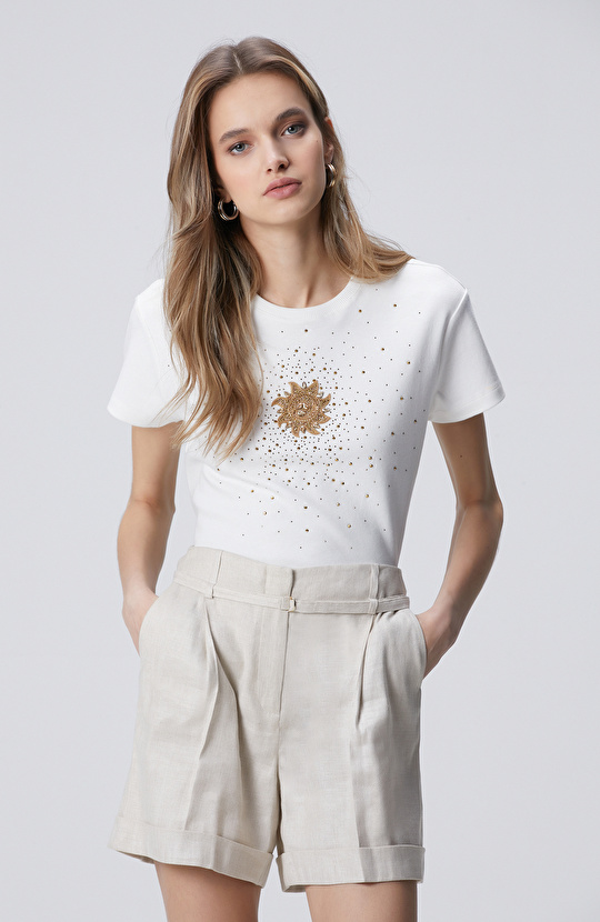 Off White Stone Printed T-shirt