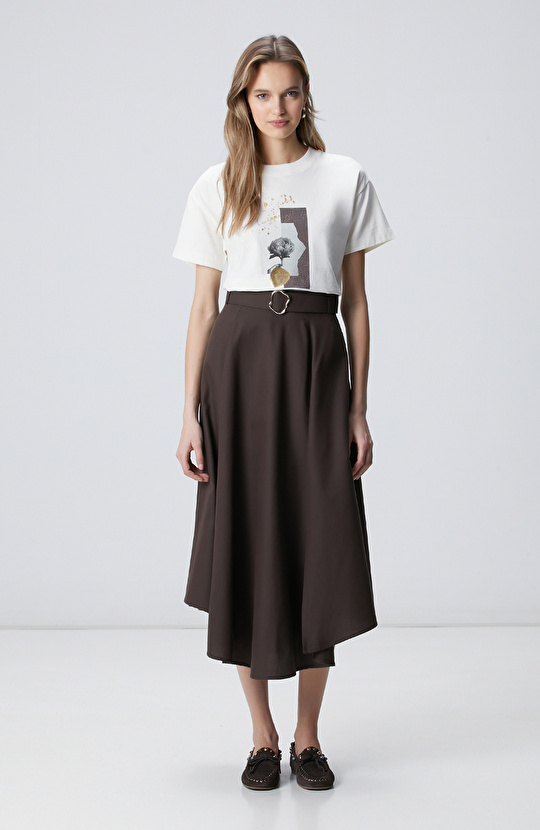 Kırık Beyaz Baskılı T-shirt