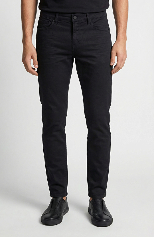 Siyah Kaplamalı Denim Pantolon