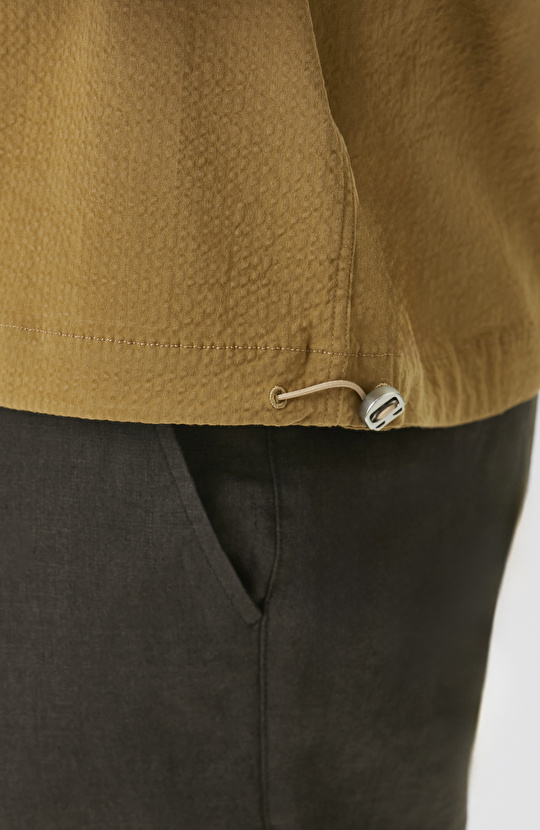 Relaxed Fit Yağ Yeşili Gofreli Gömlek