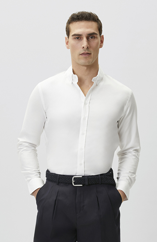 Slim Fit Beyaz Oxford Gömlek