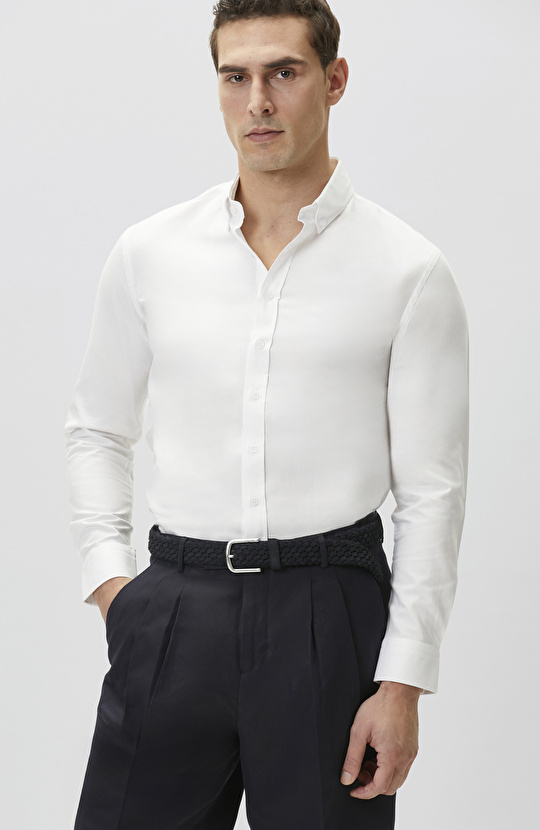 Slim Fit Beyaz Oxford Gömlek