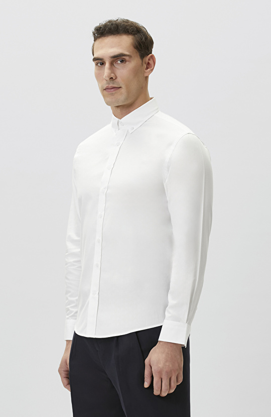 Slim Fit Beyaz Oxford Gömlek