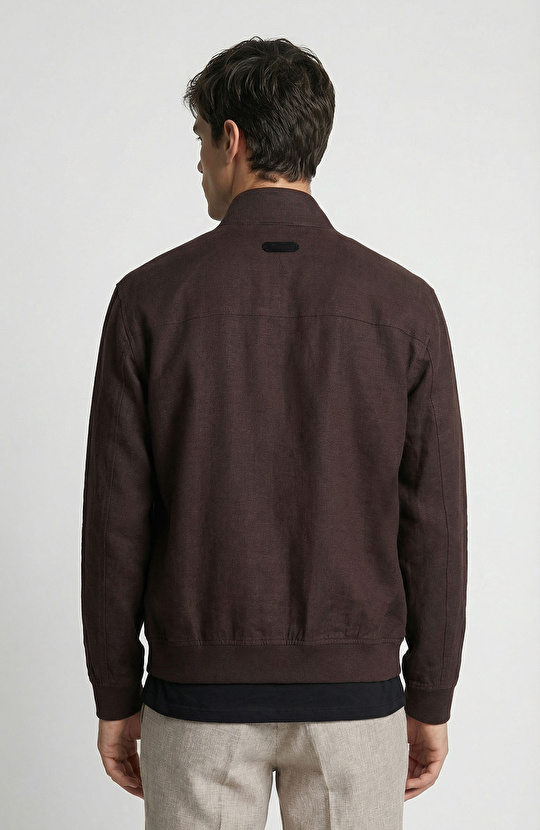 Bitter Brown Bomber Linen Coat