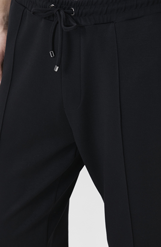 Siyah Yandan Cepli Nervürlü Eşofman Altı