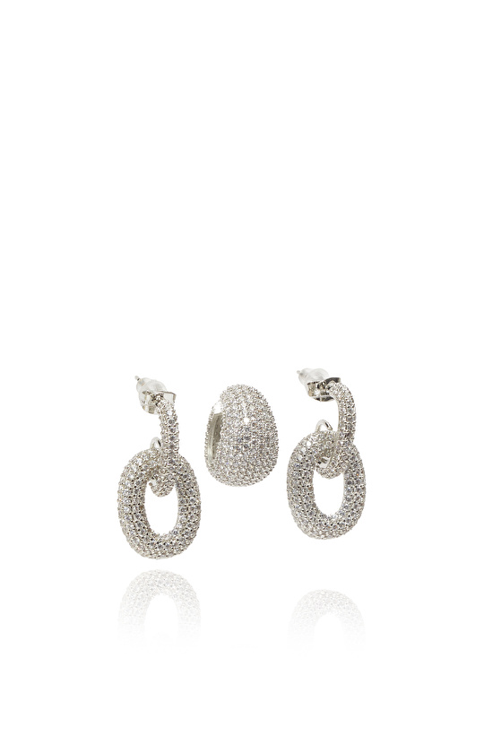 Silver Kadın Cufflı Küpe