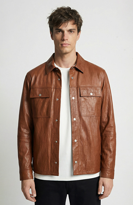 Limited Tütün Krinkle Deri Mont