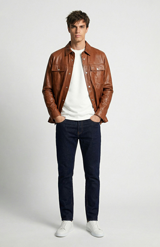 Limited Tütün Krinkle Deri Mont