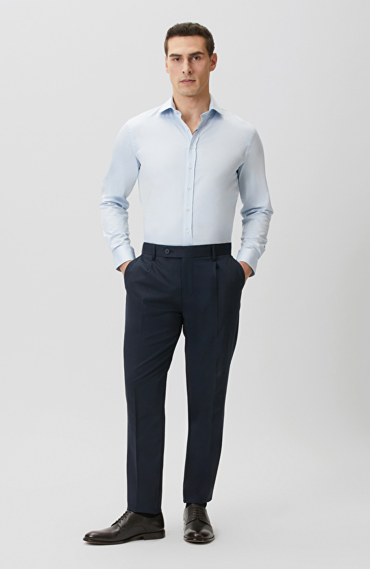 Lacivert Çift Pilili Pantolon