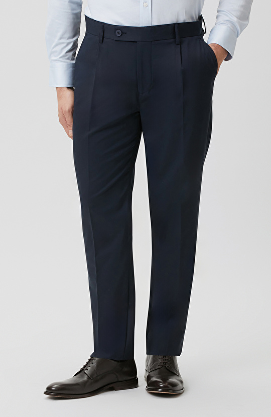 Lacivert Çift Pilili Pantolon