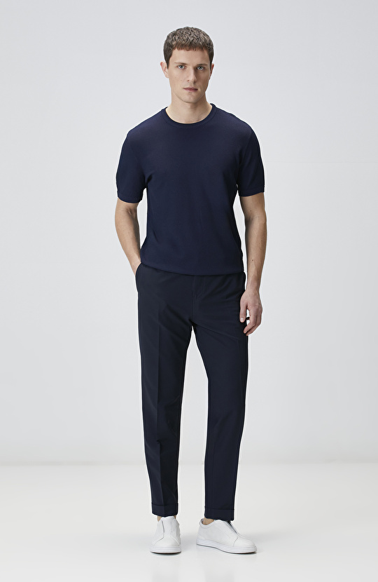 N-Tech Lacivert Gofreli Jogger Pantolon