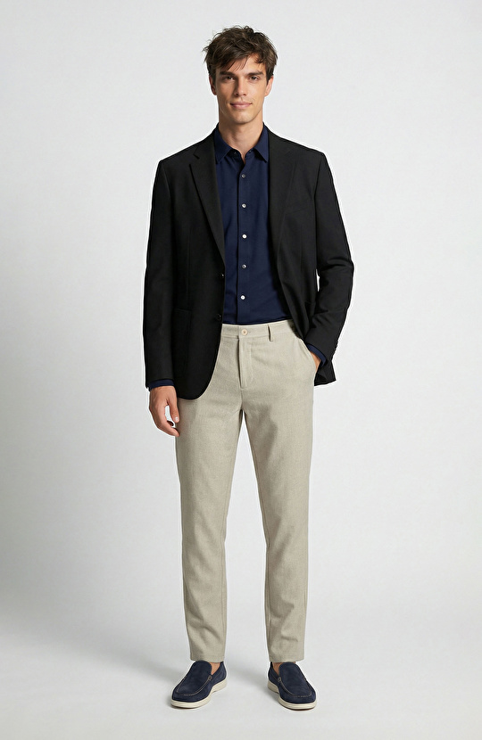 Bej Diyagonal Pantolon