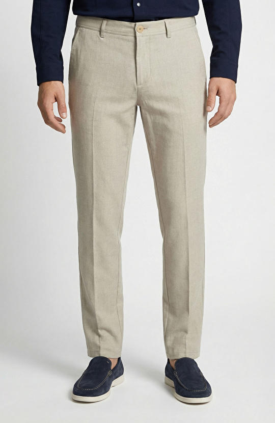 Bej Diyagonal Pantolon