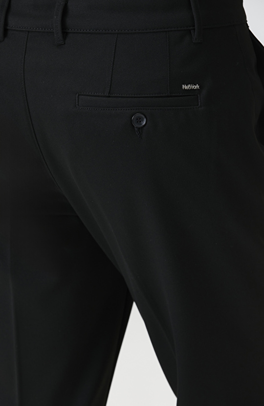 Siyah Düz Dokuma Pantolon