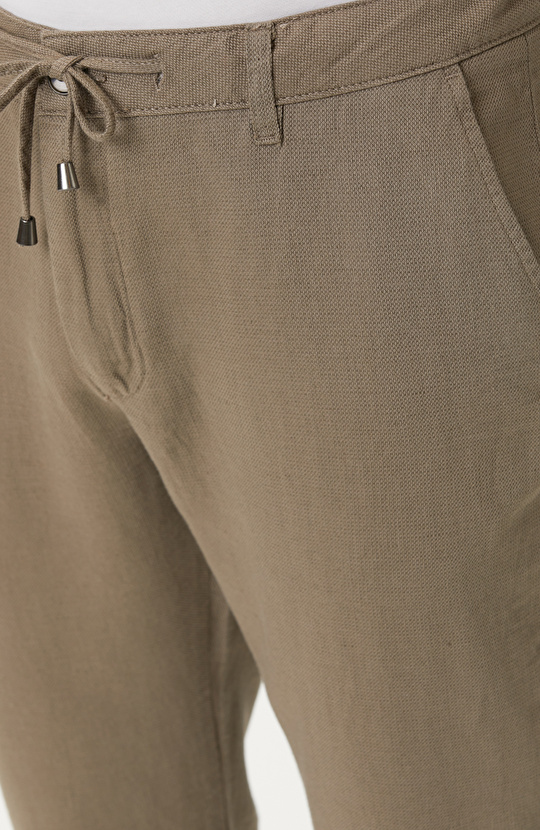 Vizon Dokuma Pamuk Keten Armür Desen Pantolon