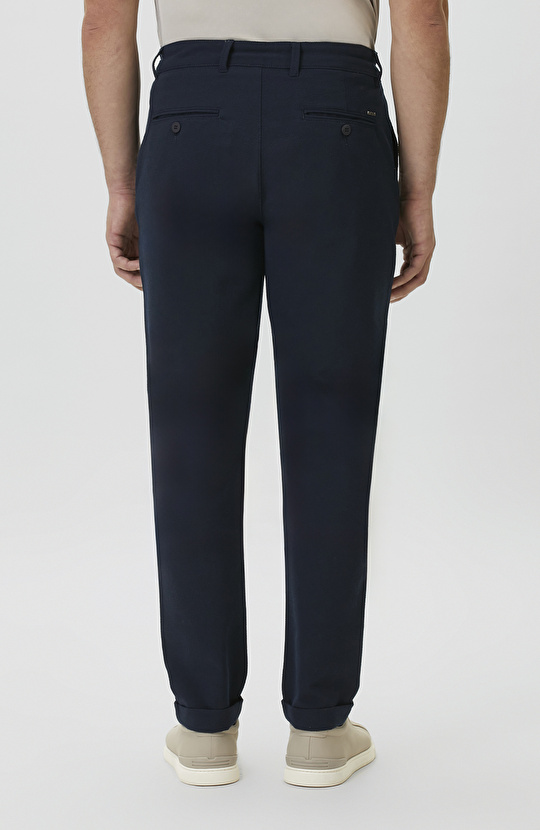 Jogger Fit Lacivert Gofreli Dokuma Pantolon