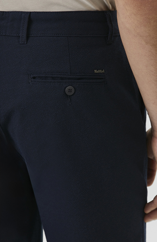 Jogger Fit Lacivert Gofreli Dokuma Pantolon