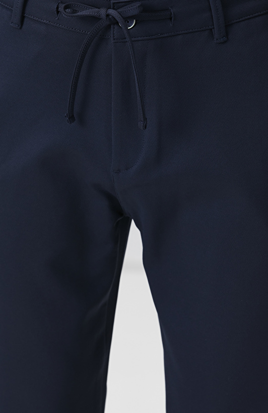 Lacivert Duble Paça Diyagonal Örme Jogger Pantolon