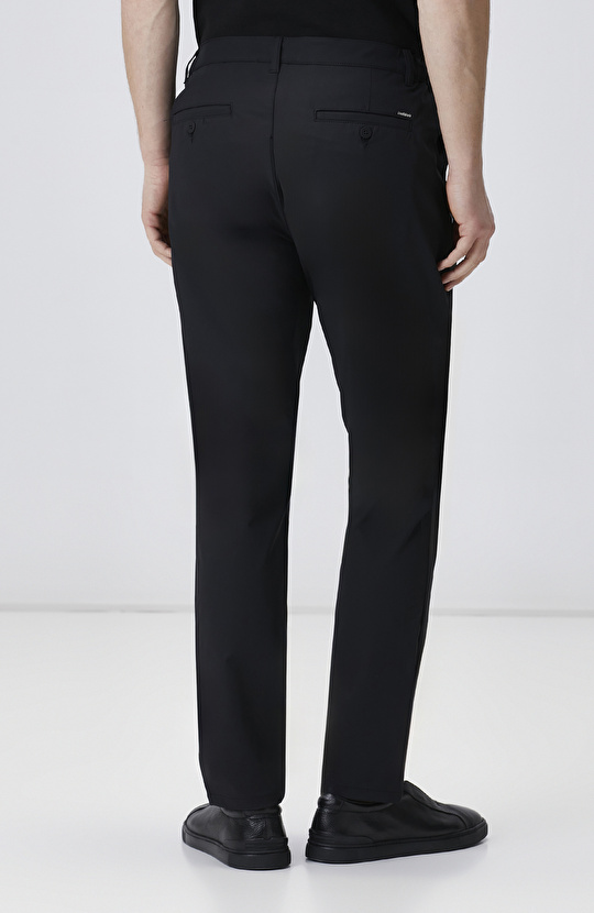 Siyah Beli Lastikli Dokuma Jogger Pantolon