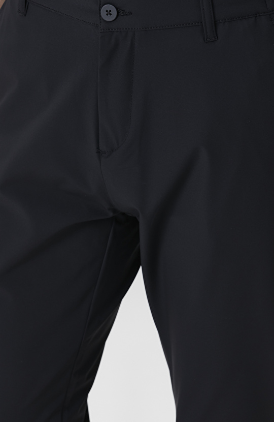 Siyah Beli Lastikli Dokuma Jogger Pantolon