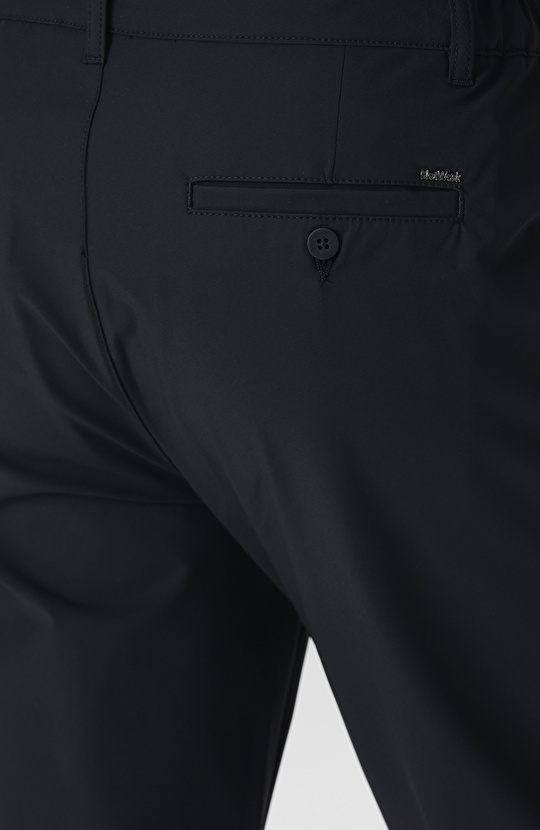 Siyah Beli Lastikli Dokuma Jogger Pantolon