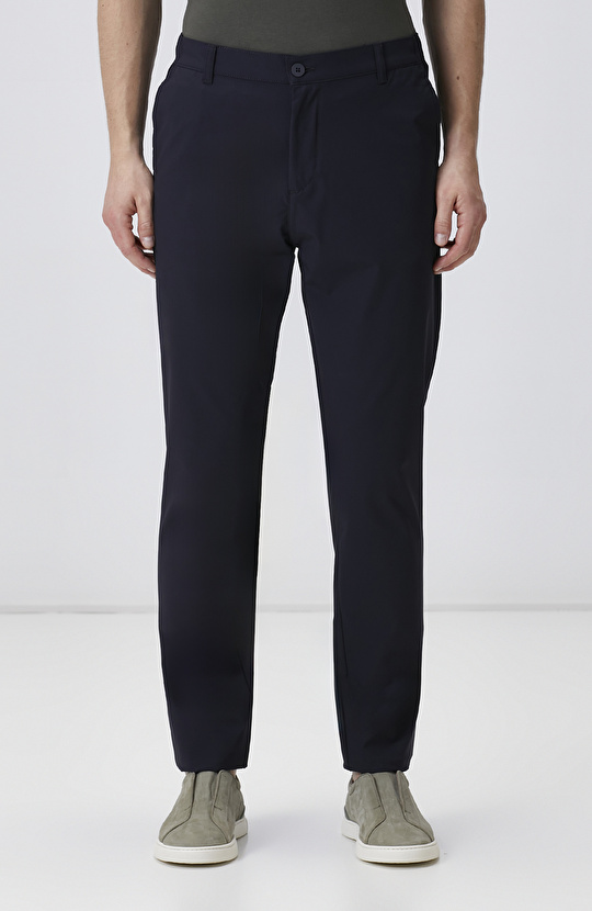 Lacivert Beli Lastikli Dokuma Jogger Pantolon