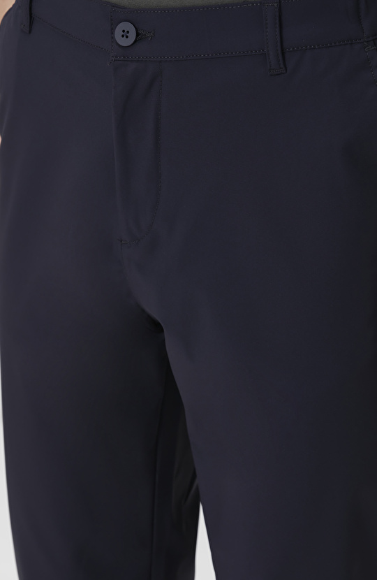 Lacivert Beli Lastikli Dokuma Jogger Pantolon