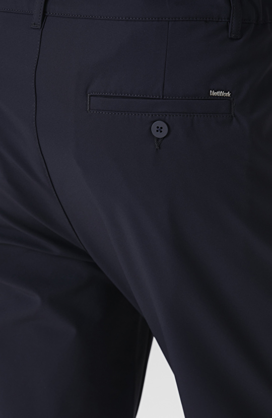 Lacivert Beli Lastikli Dokuma Jogger Pantolon