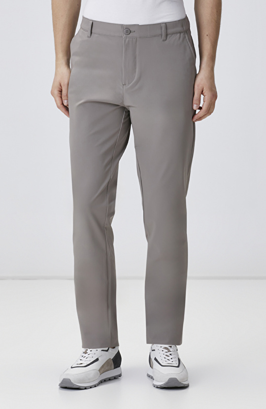 Vizon Beli Lastikli Dokuma Jogger Pantolon