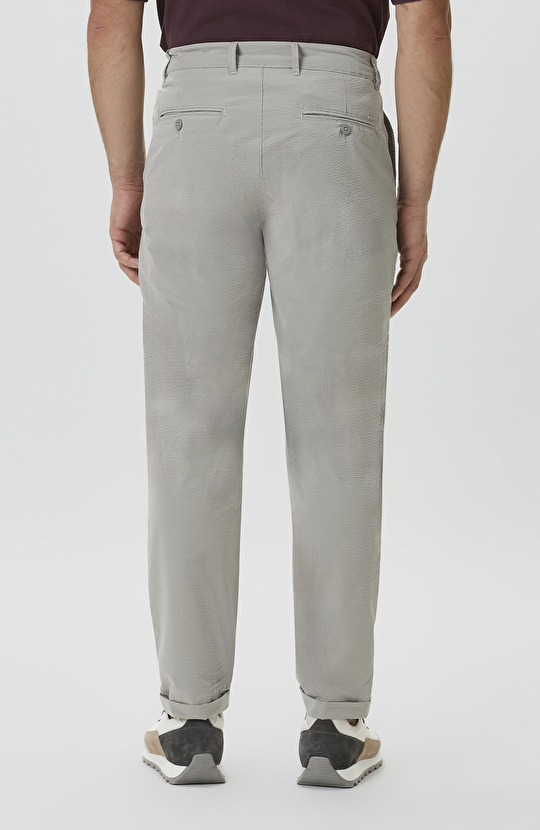 Jogger Fit Beli Lastikli Çizgili Gofreli Pantolon