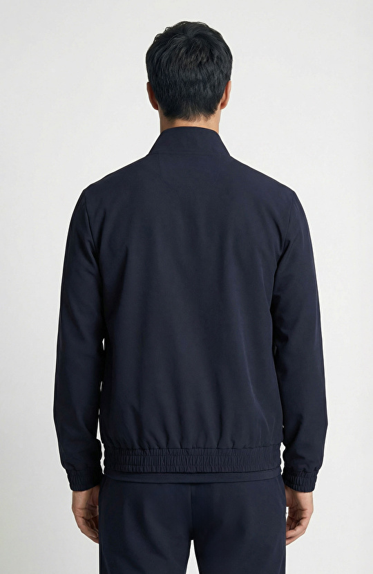 Lacivert Dik Yaka Teknik Sweatshirt