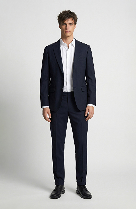 Lacivert Çizgili Takım Elbise