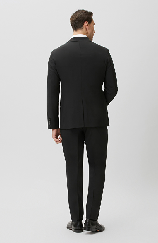 Siyah Slim fit Yünlü Takım Elbise