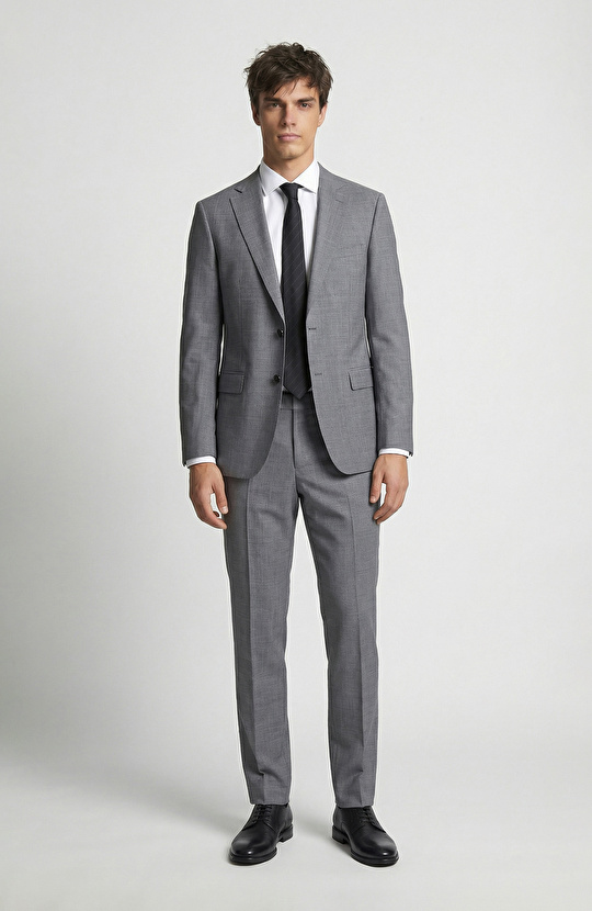 Gri Melanj Takım Elbise