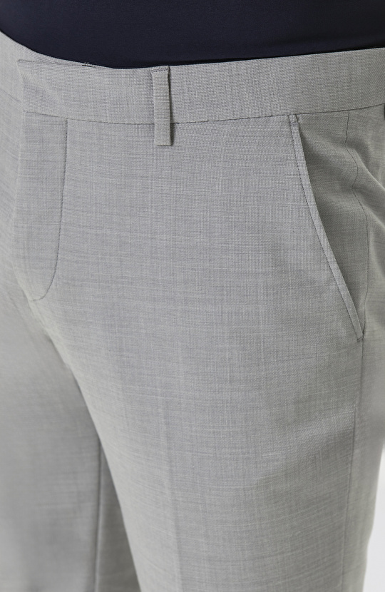 Slim Fit Açık Gri Yün Karışımlı Takım Elbise