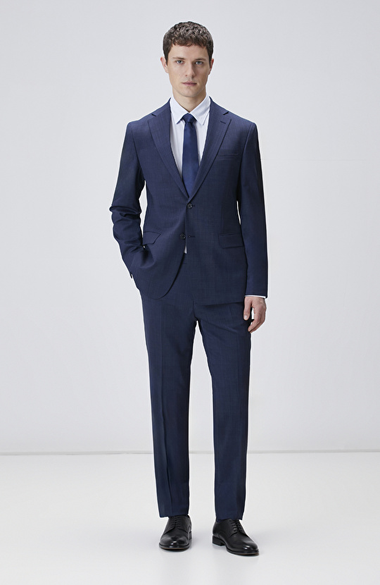 Lacivert Yün Karışımlı Takım Elbise