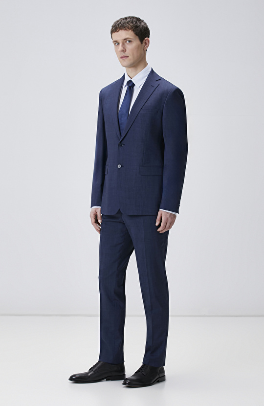 Lacivert Yün Karışımlı Takım Elbise