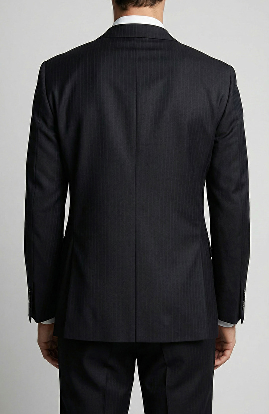 Slim Fit Siyah Yün Takım Elbise