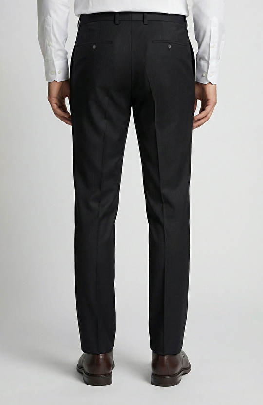 Slim Fit Siyah Yün Takım Elbise