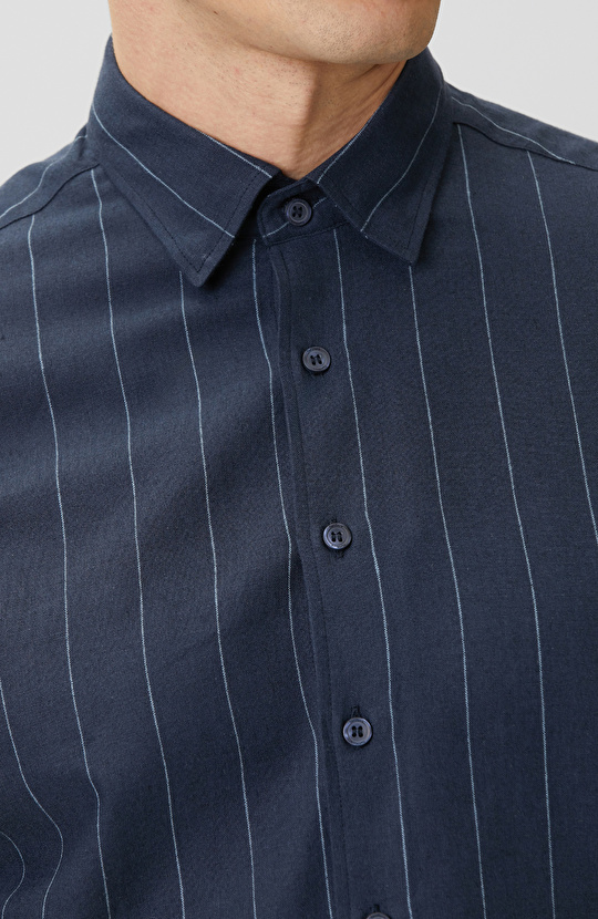 Lacivert-Ekru Gömlek