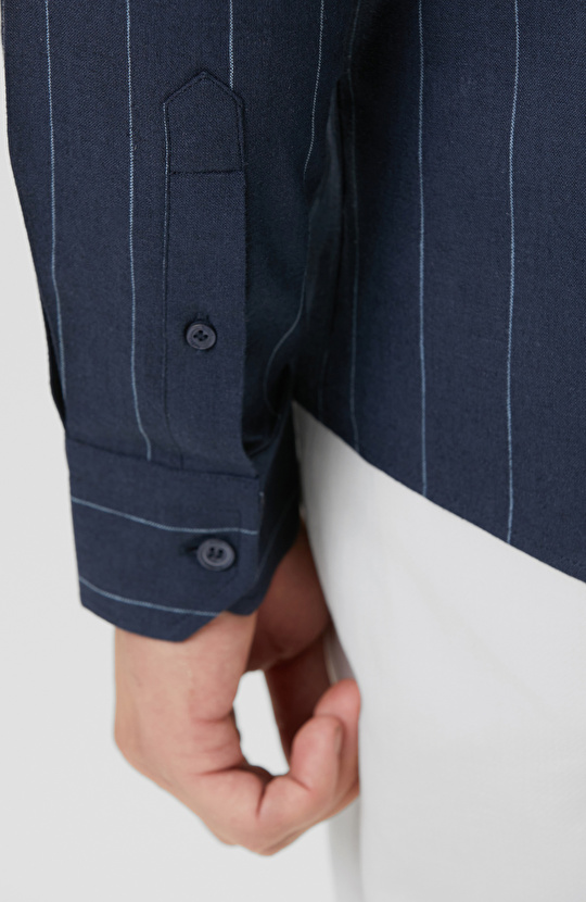 Lacivert-Ekru Gömlek