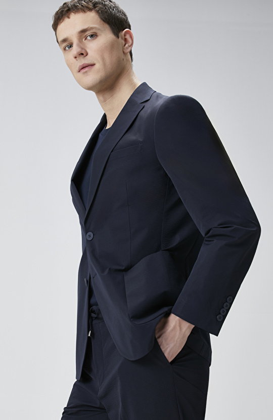 Lacivert Çizgili Takım Elbise