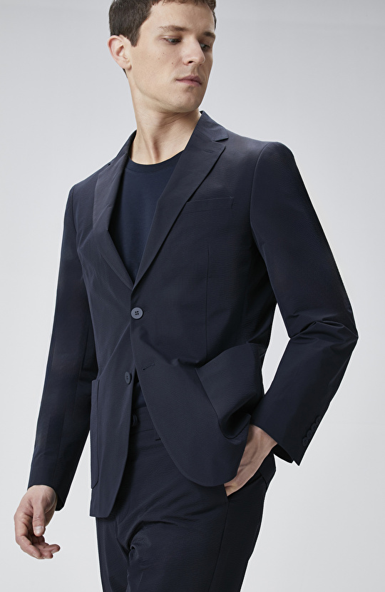 Lacivert Çizgili Takım Elbise