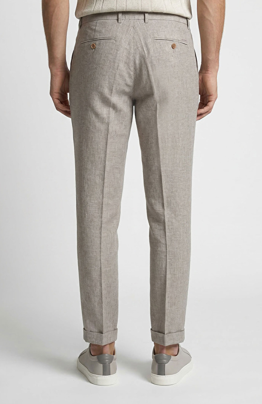 Vizon Mikro Desenli Keten Karışım Jogger Pantolon