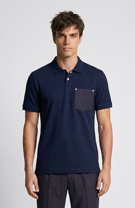 N-Tech Navy Blue Denim Detailed T-Shirt