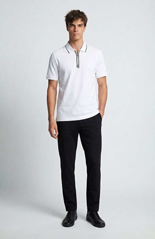 N-Tech Beyaz Fermuarlı T-shirt