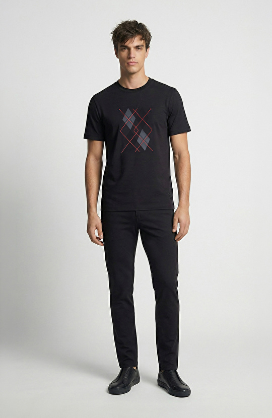 Siyah Nakışlı T-shirt