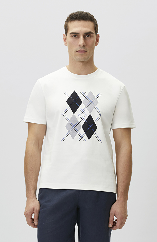 Beyaz Nakışlı T-shirt