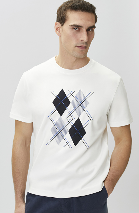 Beyaz Nakışlı T-shirt